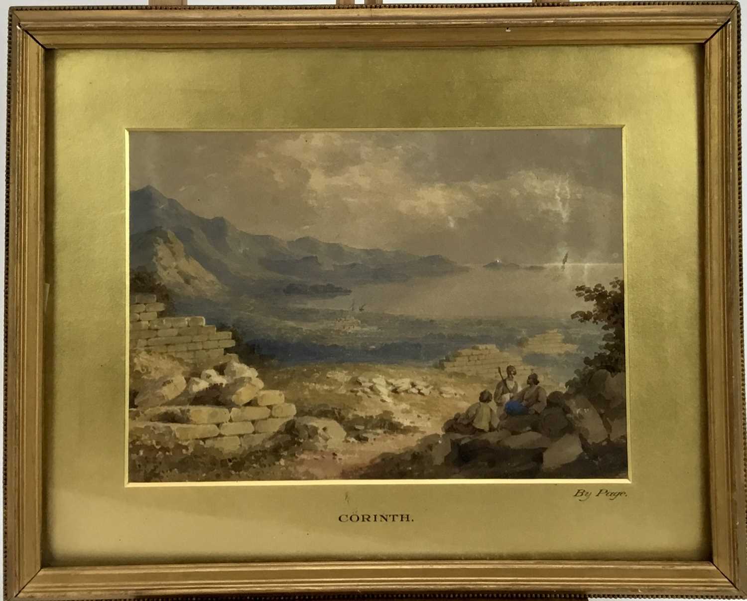 Lot 18 - Attributed to William Page (1794- 1874) watercolour - 'Corinth', 29cm x 20cm, in glazed gilt frame