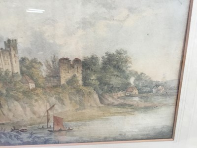 Lot 20 - William Westall (1781-1850) A.R.A. watercolour - Rochester Castle, 28cm x 19cm in glazed frame