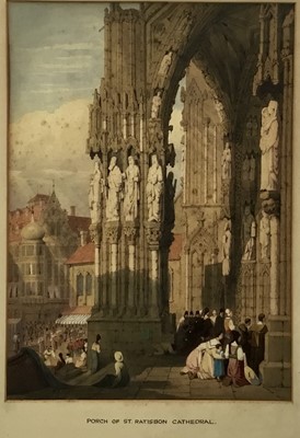Lot 21 - 19th century watercolour - ‘St. Ratisbon Cathedral’, signed indistinctly and dated 1891
