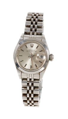 Lot 648 - Ladies Rolex DateJust Oyster Perpetual stainless steel wristwatch plus box