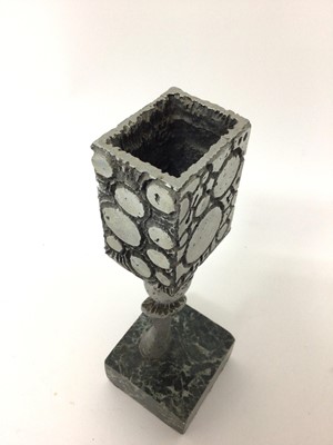 Lot 103 - Abstract cast metal sculpture on marble base, 24cm high (base loose)