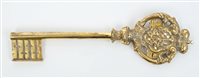 Lot 1 - Rare German 17th century gilt copper key of...