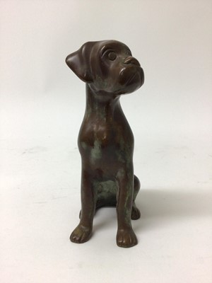 Lot 105 - Bronze sculpture of a seated dog, 17.5cm high