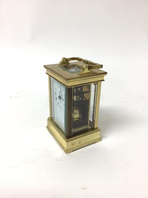 Lot 109 - Brass cased carriage clock, the dial marked 'L'Epee Fondee en 1839 Sainte Suzanne France', 13cm high