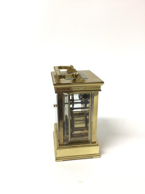 Lot 109 - Brass cased carriage clock, the dial marked 'L'Epee Fondee en 1839 Sainte Suzanne France', 13cm high