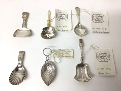 Lot 115 - Six Georgian silver caddy spoons, various dates and makers