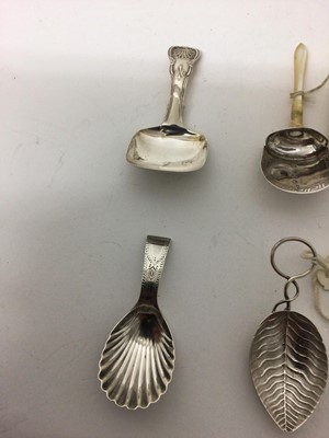 Lot 115 - Six Georgian silver caddy spoons, various dates and makers