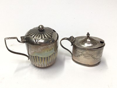 Lot 69 - Three silver mustard pots, pair silver salts and two silver pepperettes