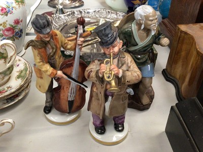 Lot 303 - Collection of military and other porcelain figures and silver plated ware