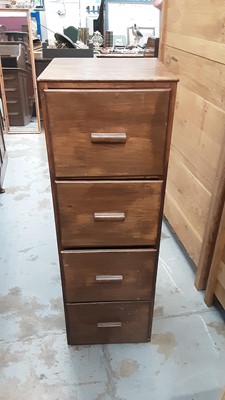 Lot 879 - Oak and ply four drawer filing cabinet, 39cm wide, 39.5cm deep, 115cm high