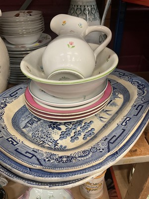 Lot 520 - Wedgwood Hathaway Rose tea ware, Copeland Spode Korea dinner ware, Royal Worcester Evesham dinner ware and two ewers