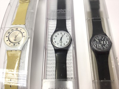 Lot 9 - Four Swatch wristwatches including Melody by Peter Gabriel, all cased as new