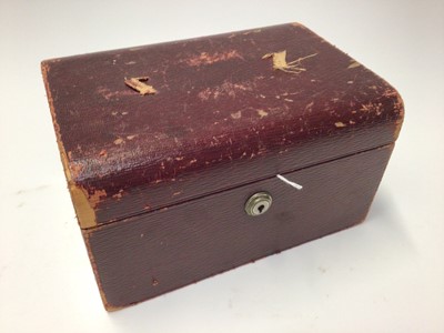 Lot 60 - Victorian red leather jewellery box containing silver, vintage costume jewellery and bijouterie