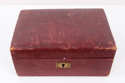 Lot 545 - Victorian leather jewllery box containing antique and later jewllery