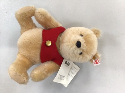 Lot 1844 - Steiff Tannenbaum Musical Bear 682926, Winnie Pooh 355004, Frederick 02175 and Baby 25cm 421211.  All boxed and with certfifcates. (4)