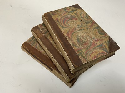 Lot 1510 - Walter Scott - Ivanhoe, published Archibald Constable & Co, Edinburgh 1820, 1st edition in 3 volumes, marbled board ends, bindings deteriorated