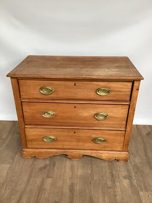 Lot 894 - Edwardian satin walnut chest of three long drawers, 91cm wide, 51cm deep, 78cm high