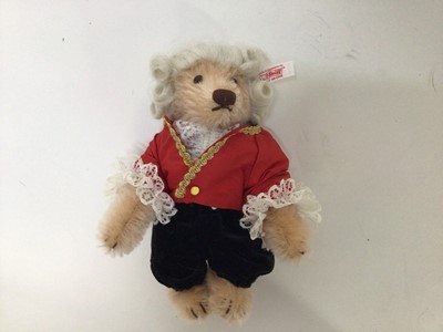 Lot 1882 - Steiff 2005 Howard Musical bear 662133, 2008 Teddy bear Scrapbook 420009 and 2006 Mozart (missing quill and manuscript) 657108.  All boxed with certficates.
