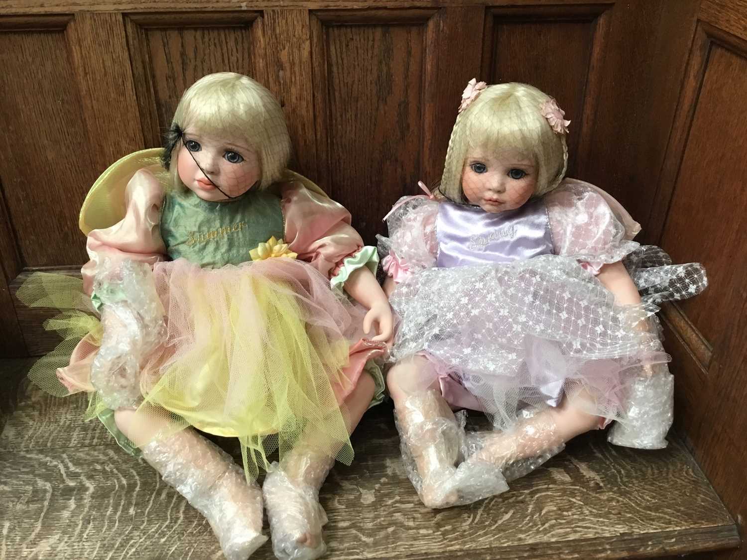 Lot 505 Two Celia Doll Company Porcelain Dolls In 