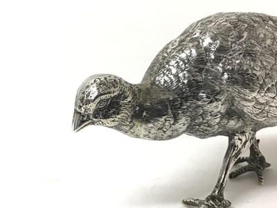 Lot 123 - 20th century Dutch silver model of a pheasant, fully hallmarked, 21cm from head to tail