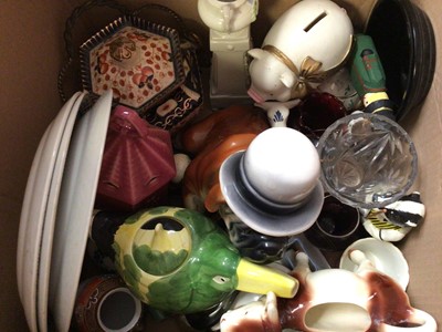Lot 263 - Four boxes mixed ceramics, tea ware, ornaments and glass