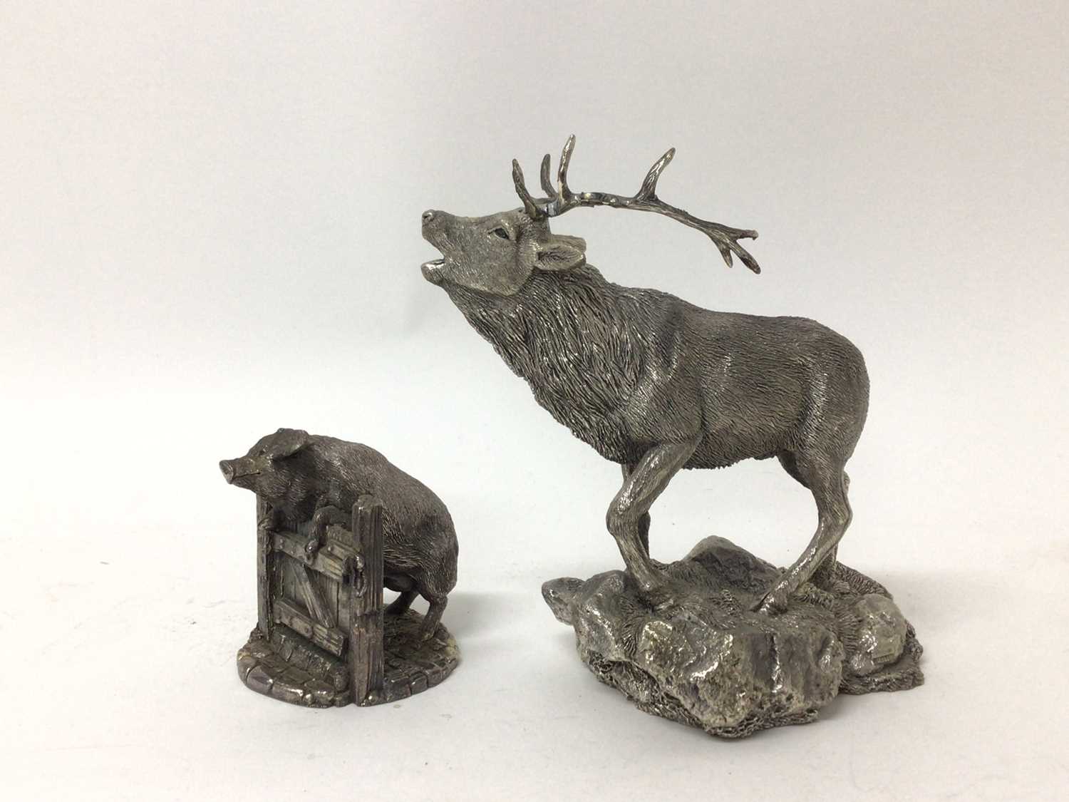 Lot 124 - Two silver filled models of a stag and a pig, both with Birmingham hallmarks