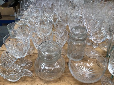 Lot 10 - Quanity of glassware, including Georgian rummers, various wine glasses, decanters, etc