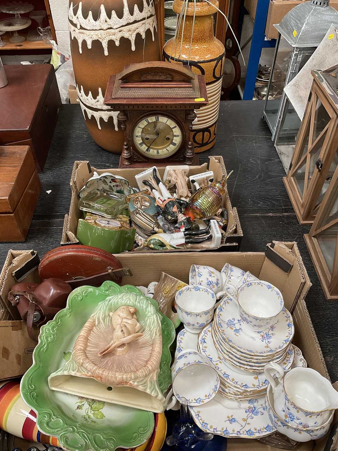 Lot 145 - Royal Albert tea set together with other ceramics and glass, a German mantel clock and sundries