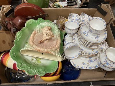 Lot 145 - Royal Albert tea set together with other ceramics and glass, a German mantel clock and sundries