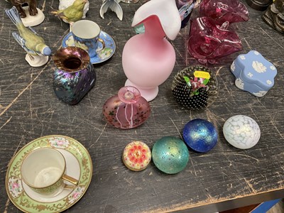 Lot 154 - Selection of art glass vases, paperweights and china