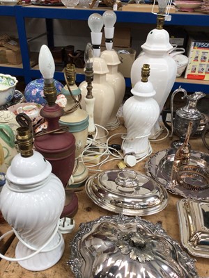 Lot 12 - Eight table lamps, including ceramic