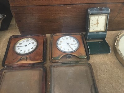 Lot 45 - Lot cutlery canteens , Italian-style gilt framed wall mirror, travelling clocks, plated ware and sundries