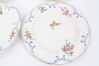 Lot 285 - Six 18th century Sevres soft paste porcelain plates