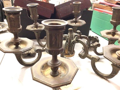 Lot 271 - Six branch brass light fitting and six wooden cabinet draws