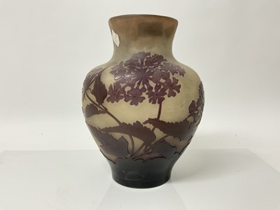 Lot 1096 - Large Galle cameo glass vase, signed