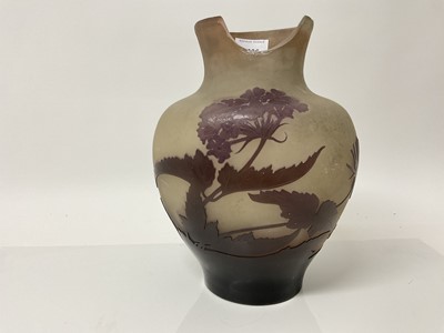 Lot 1096 - Large Galle cameo glass vase, signed