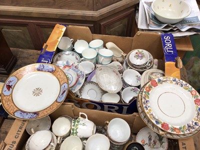 Lot 19 - Two boxes of ceramics, 18th century and later