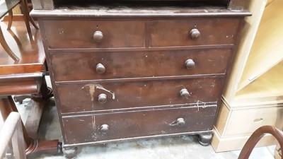 Lot 923 - Nineteenth century mahogany chest of two short and three long graduated drawers, 110.5cm wide, 58cm deep, 107cm high