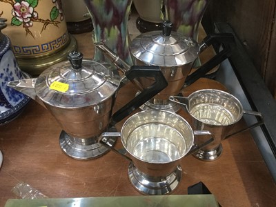 Lot 353 - Art Deco silver plated four piece tea set