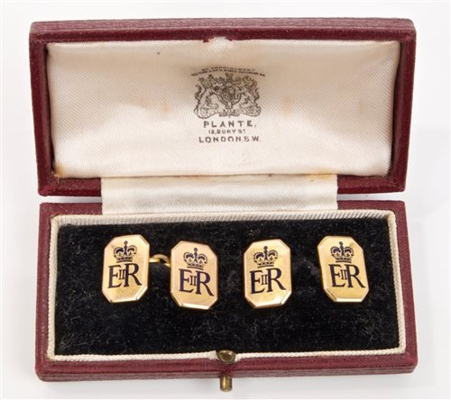 Lot 24 - HM Queen Elizabeth II - pair fine gold (9ct)...