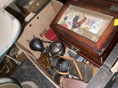 Lot 181 - Miscellaneous items including cased model of a ship, antique scales, carved wooden lazy Susan and various other items