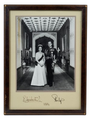 Lot 26 - H.M.Queen Elizabeth II and H.R.H.The Duke of Edinburgh signed presentation portrait photograph 1984