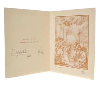 Lot 30 - H.M. Queen Elizabeth II and H.R.H. The Duke of Edinburgh - signed 1963 Christmas card with twin Royal ciphers to cover