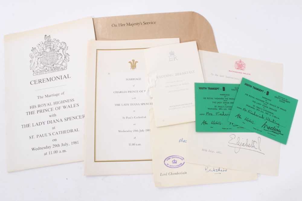 Lot 54 - The Wedding of H.R.H.The Prince of Wales to Lady Diana Spencer 29th July 1981-collection of Royal ephemera