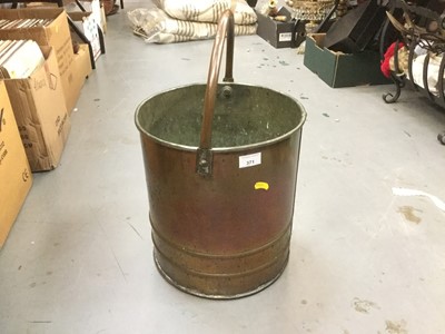 Lot 371 - Antique copper barrel with swing handle