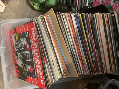 Lot 187 - One crate and two bags of mixed LP records and 12 inch singles (approximately 175 in total) including Punk and Disorderly 3 compilation, Prefab Sprout, Japan, Tubeway Army, Hue and Cry, Billy Prest...