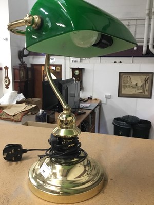 Lot 44 - Brass desk lamp with green shade