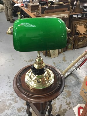 Lot 44 - Brass desk lamp with green shade