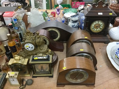 Lot 374 - Collection of assorted mantel and other clocks to include a 19th century French spelter clock