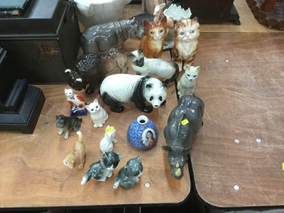 Lot 395 - Two Beswick Cats, Royal Doulton Cat, Melbaware animals and others